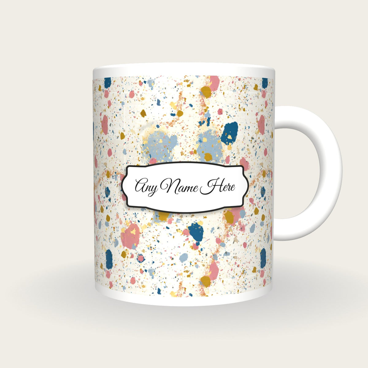 Mid Century Embers Name Mug, front with the name label