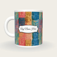 Antique Botanical Totem Poles Name Mug, back with the second name label