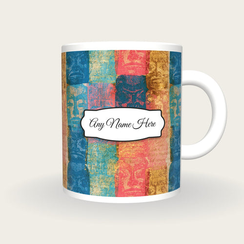 Antique Botanical Totem Poles Name Mug, front with the name label
