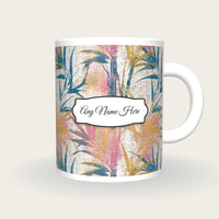 Batik Reeds Name Mug 2, front with the name label