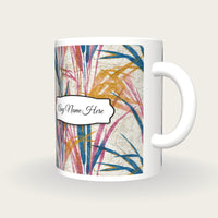 Batik Reeds Name Mug, three-quarter view