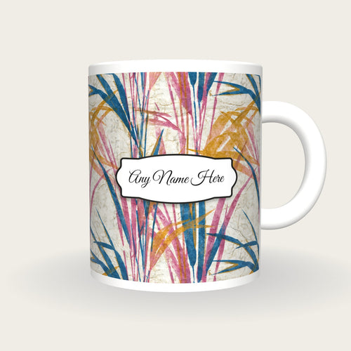 Batik Reeds Name Mug, front with the name label