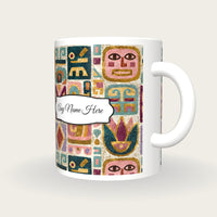 Folk Art Mayan Glyphs Name Mug, three-quarter view