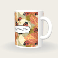 Pixel Ladybirds Name Mug, three-quarter view