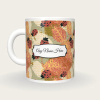 Pixel Ladybirds Name Mug, back with the second name label