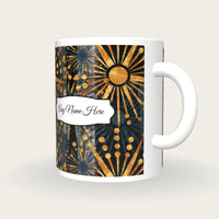Batik Backgammon Points Name Mug, three-quarter view
