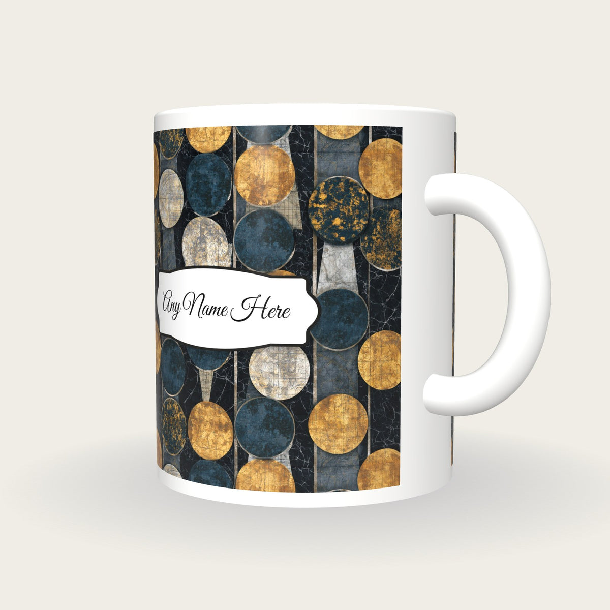 Batik Backgammon Points Name Mug 2, three-quarter view
