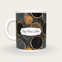 Mosaic Embroidery Hoops Name Mug, back with the second name label