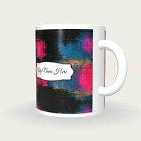 Drypoint Pink Abstract Name Mug, three-quarter view