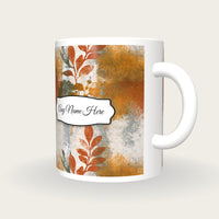 Monoprint Copper Abstract Name Mug, three-quarter view