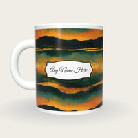 Sumi-e Forest Abstract Name Mug 2, back with the second name label