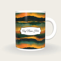 Sumi-e Forest Abstract Name Mug 2, front with the name label