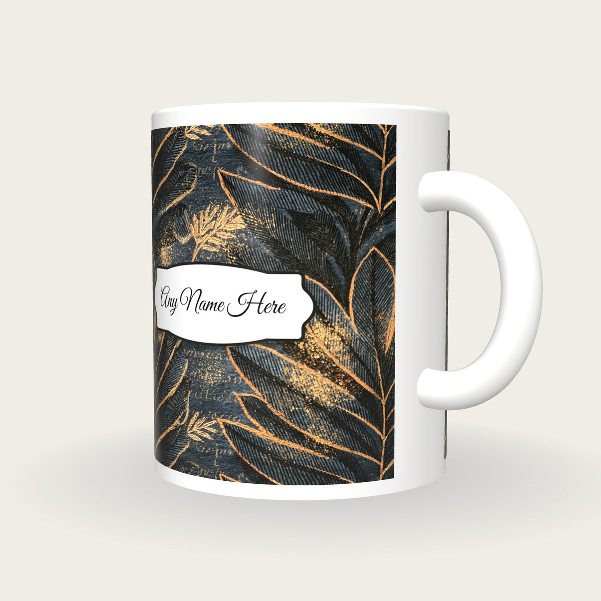 Cross Hatch Italian Wisps Name Mug 2, three-quarter view