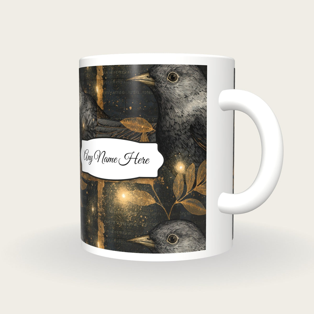 Cross Hatch Italian Wisps Name Mug 3, three-quarter view