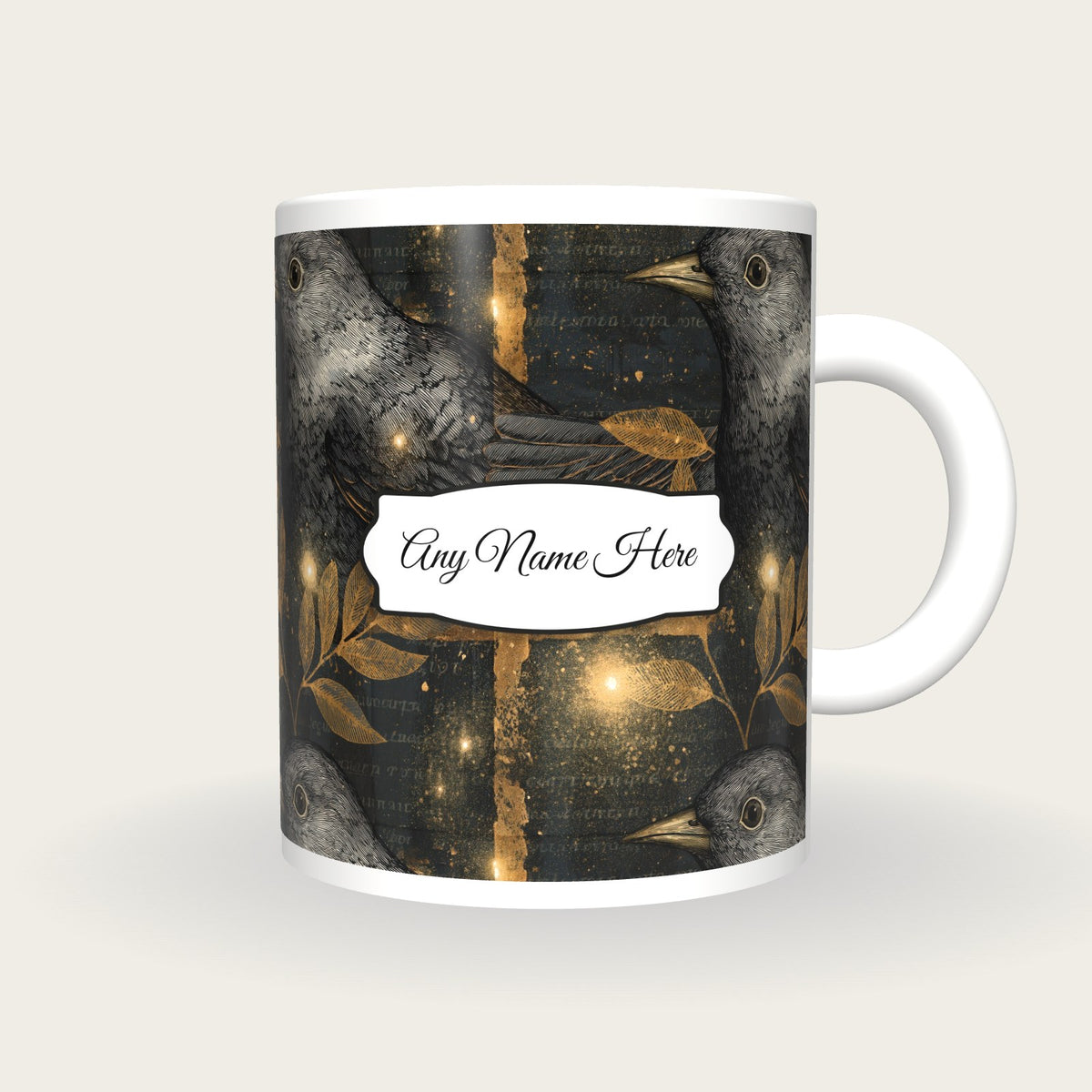 Cross Hatch Italian Wisps Name Mug 3, front with the name label
