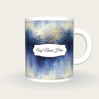 Pointillism Sky Abstract Name Mug, front with the name label