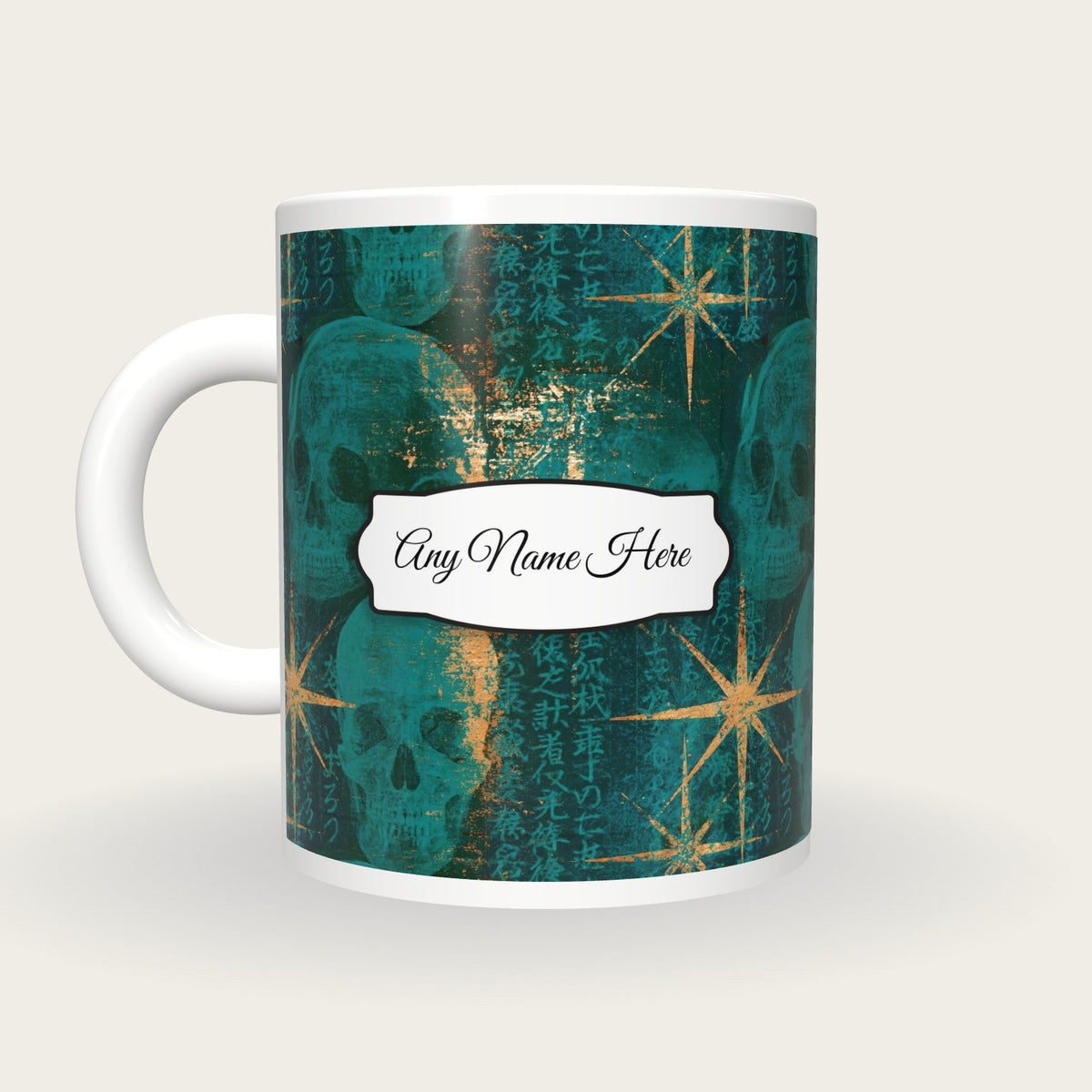 X-ray Skulls Starfield Name Mug 2, back with the second name label