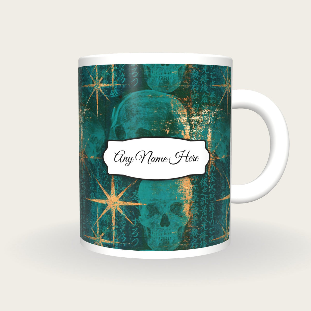 X-ray Skulls Starfield Name Mug 2, front with the name label