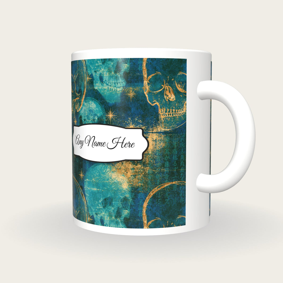 X-ray Skulls Starfield Name Mug 3, three-quarter view