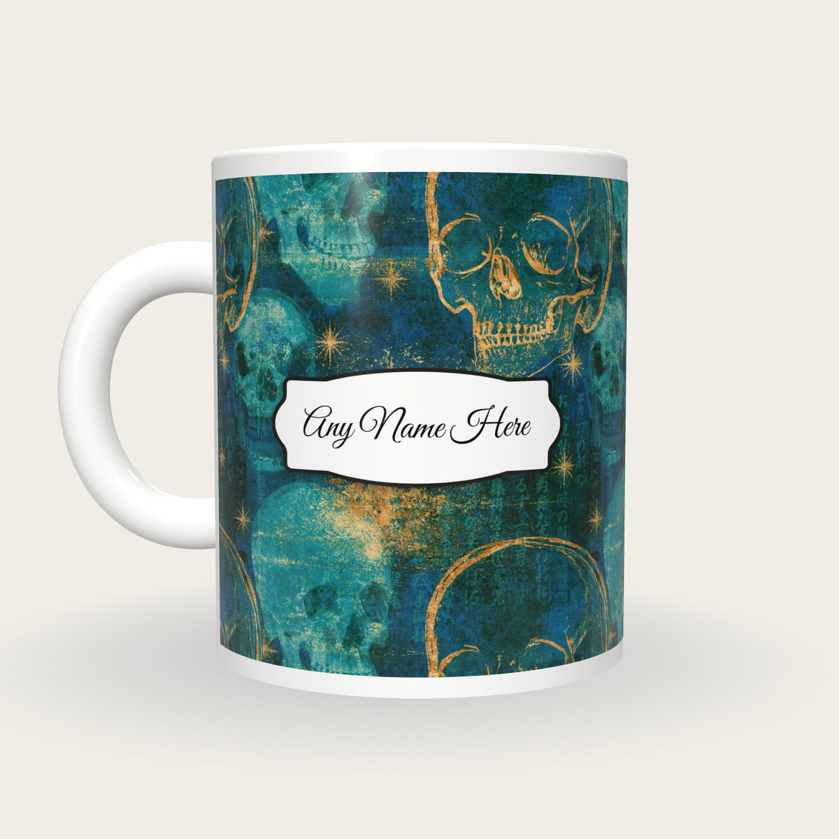 X-ray Skulls Starfield Name Mug 3, back with the second name label
