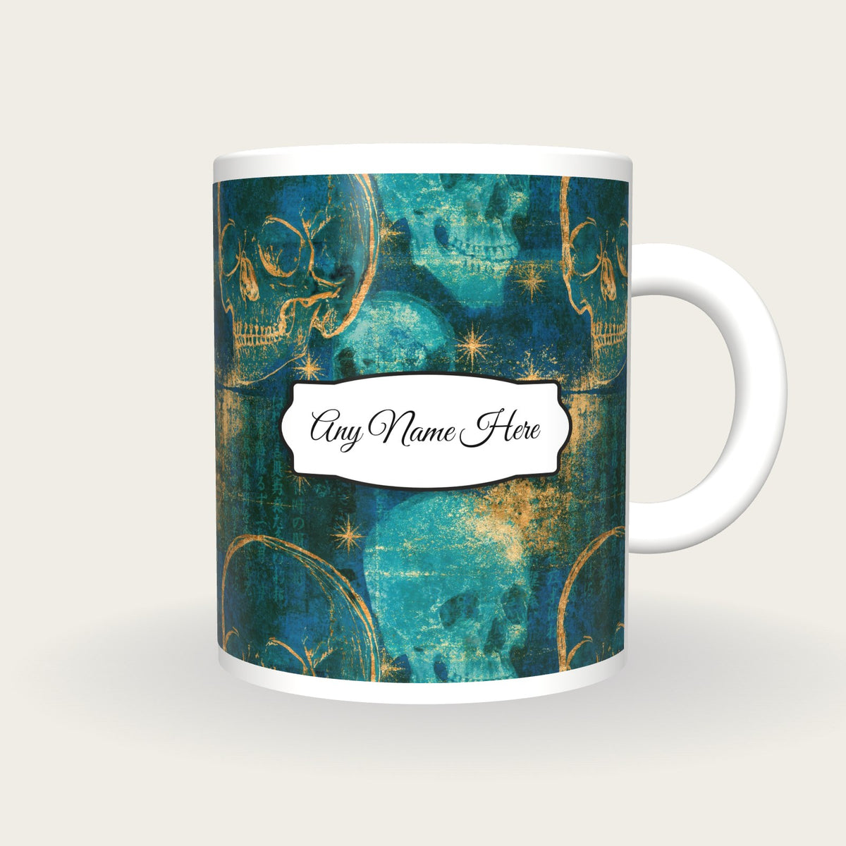 X-ray Skulls Starfield Name Mug 3, front with the name label