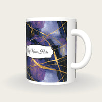 Scratchboard Purple Abstract Name Mug 3, three-quarter view