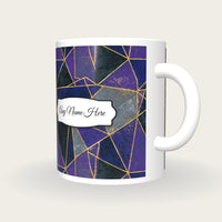 Scratchboard Purple Abstract Name Mug 2, three-quarter view
