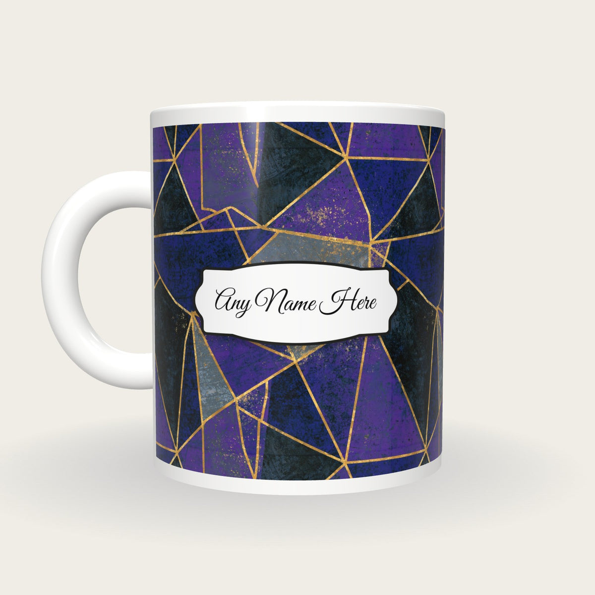 Scratchboard Purple Abstract Name Mug 2, back with the second name label