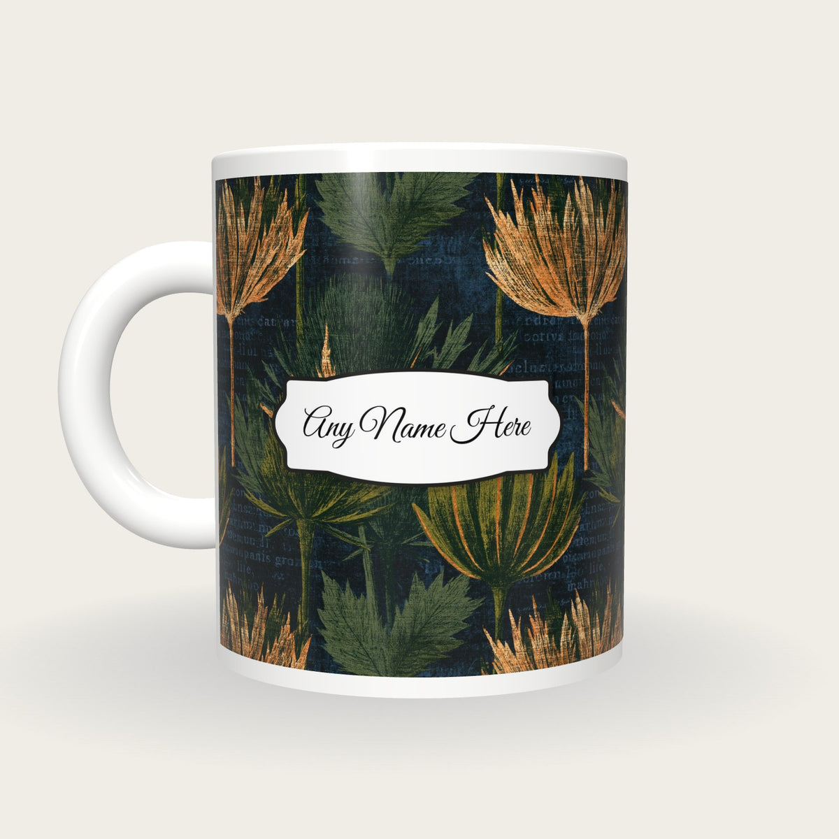 Scratchboard Thistle Name Mug 2, back with the second name label