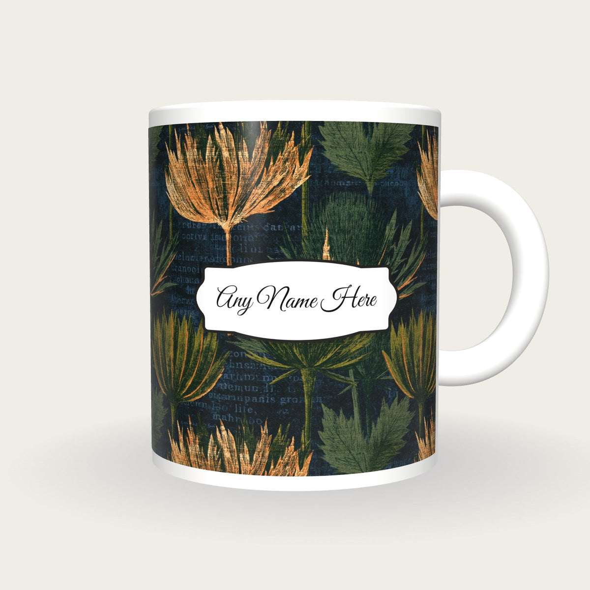 Scratchboard Thistle Name Mug 2, front with the name label