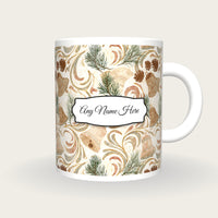 Art Nouveau Church Bells Name Mug, front with the name label