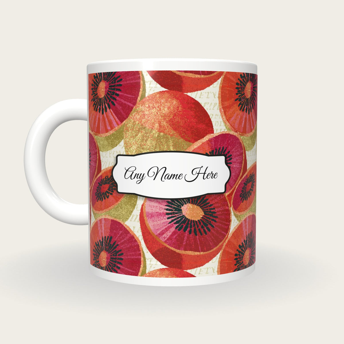 Pixel Kiwi Name Mug, back with the second name label