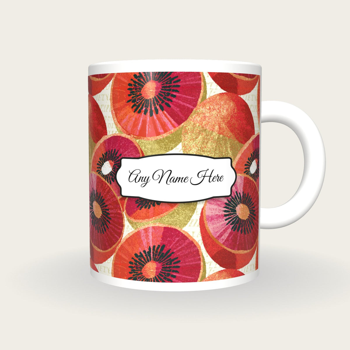 Pixel Kiwi Name Mug, front with the name label