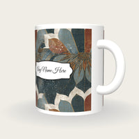 Mandala Slate Abstract Name Mug, three-quarter view
