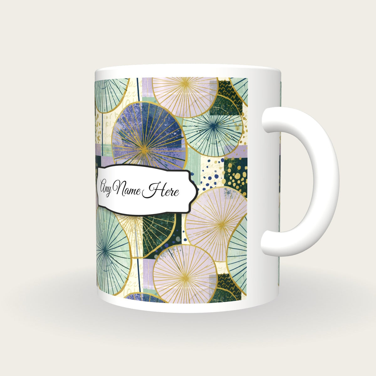 Memphis Diatom Name Mug 2, three-quarter view