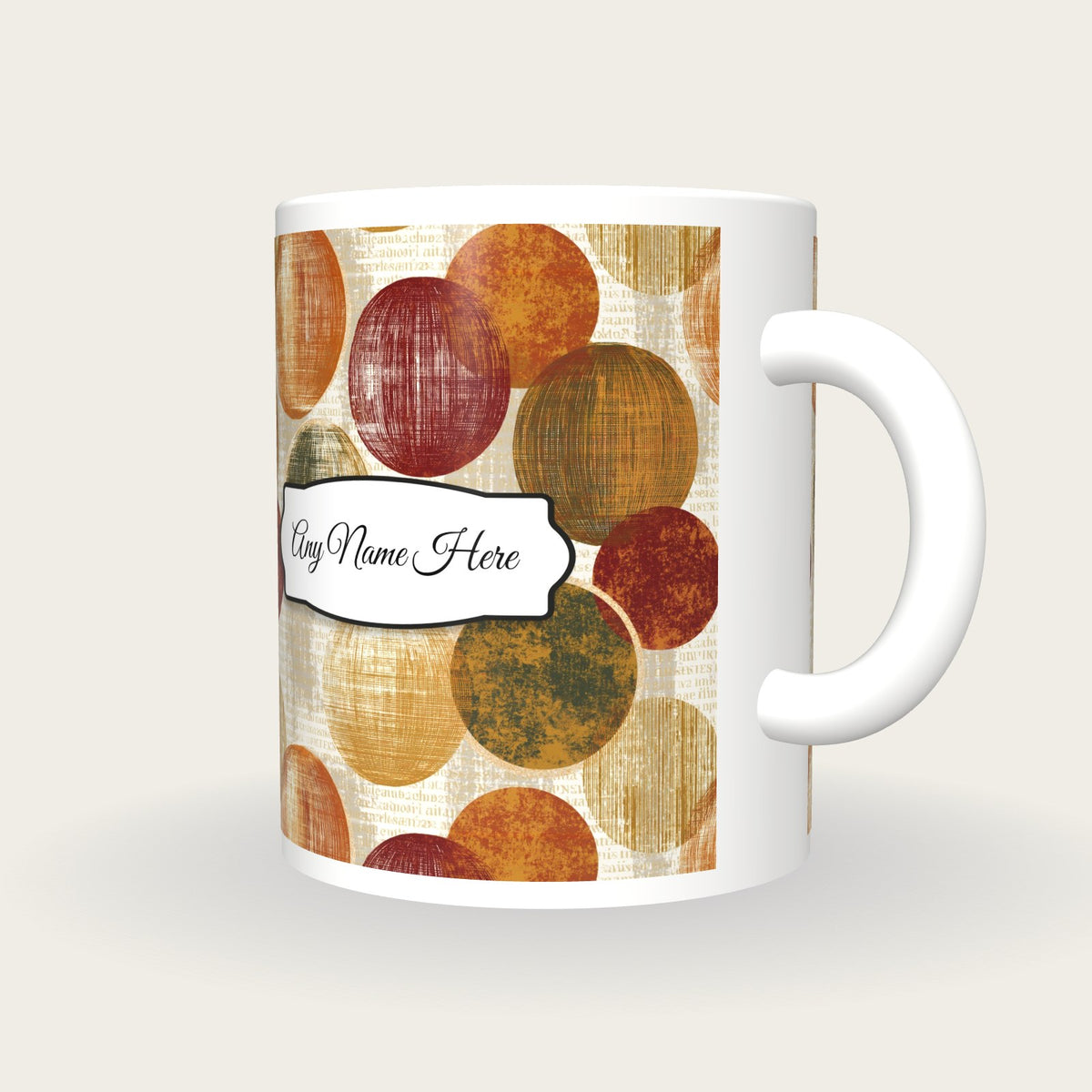 Op Art Globes Name Mug, three-quarter view