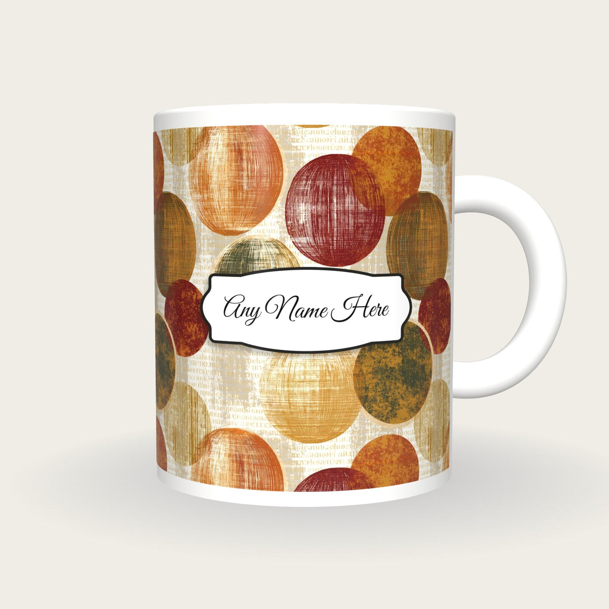 Op Art Globes Name Mug, front with the name label