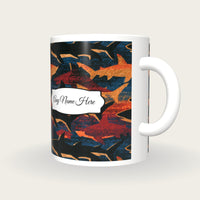 Risograph Sharks Name Mug, three-quarter view