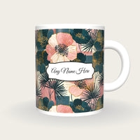 Memphis Meadow Flowers Name Mug, front with the name label