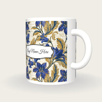 Baroque Bluebells Name Mug, three-quarter view