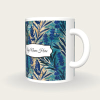 Cyanotype Lavender Abstract Name Mug 2, three-quarter view