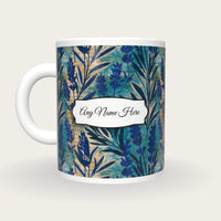 Cyanotype Lavender Abstract Name Mug 2, back with the second name label
