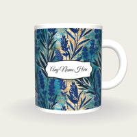 Cyanotype Lavender Abstract Name Mug 2, front with the name label
