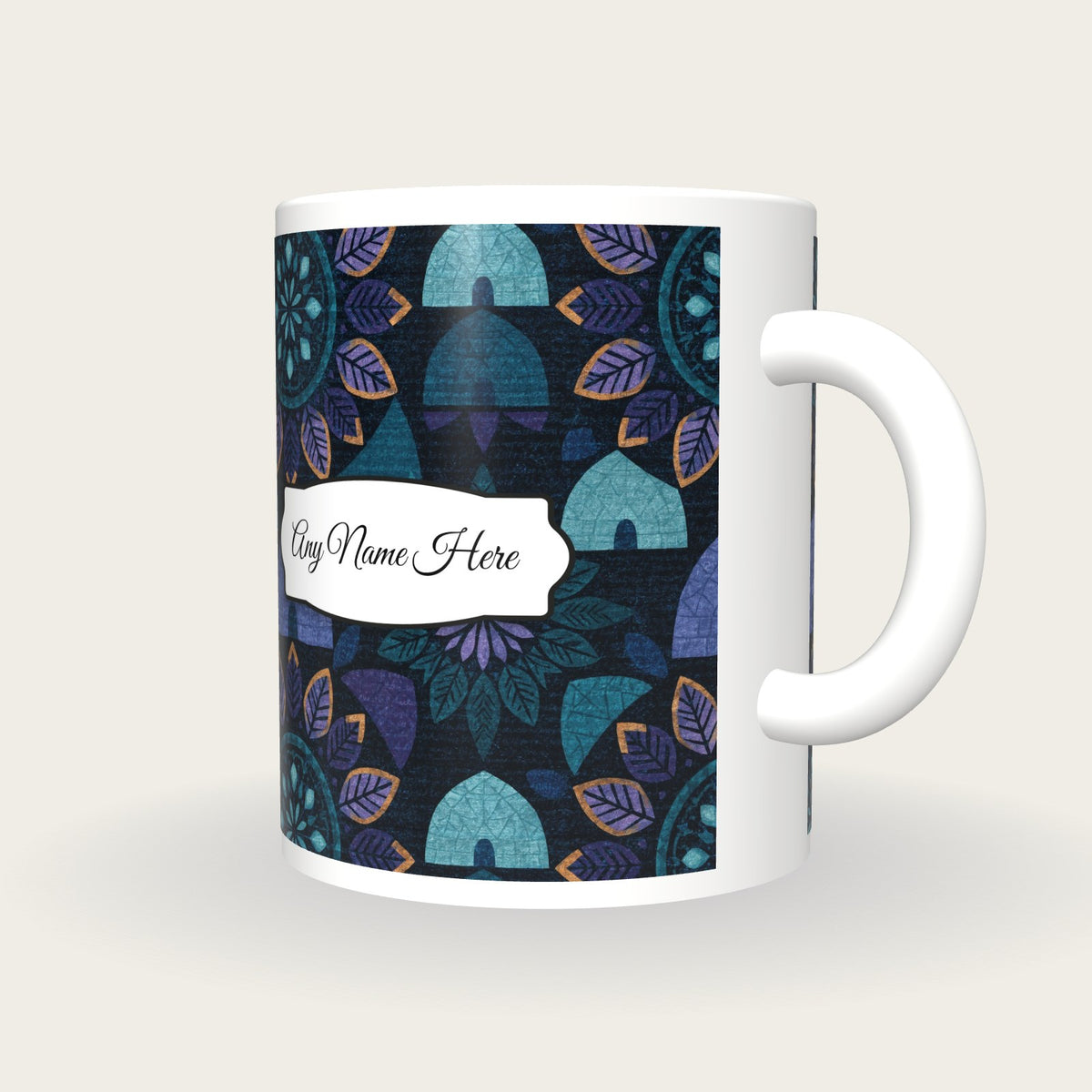 Mandala Igloo Name Mug 2, three-quarter view