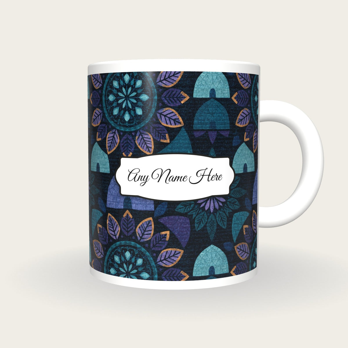 Mandala Igloo Name Mug 2, front with the name label