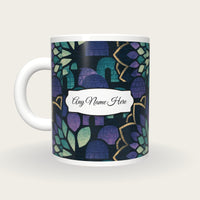 Mandala Igloo Name Mug 3, back with the second name label
