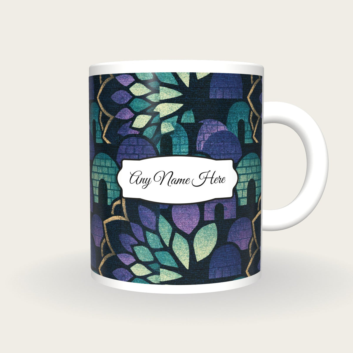 Mandala Igloo Name Mug 3, front with the name label