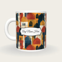 Flat Vector Minarets Name Mug, back with the second name label