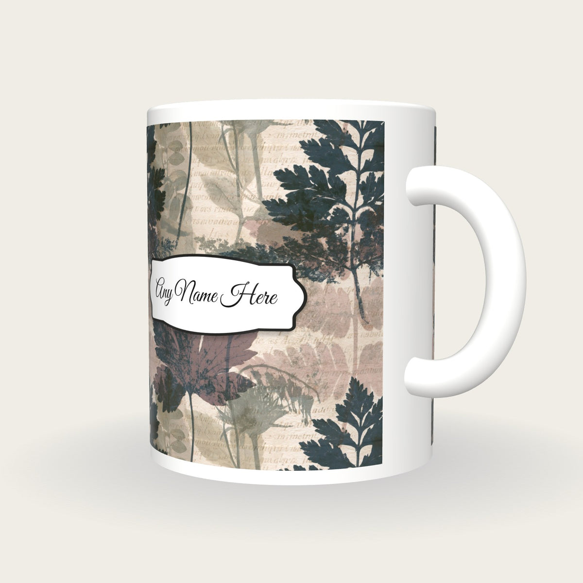 Solarised Botanicals Name Mug, three-quarter view