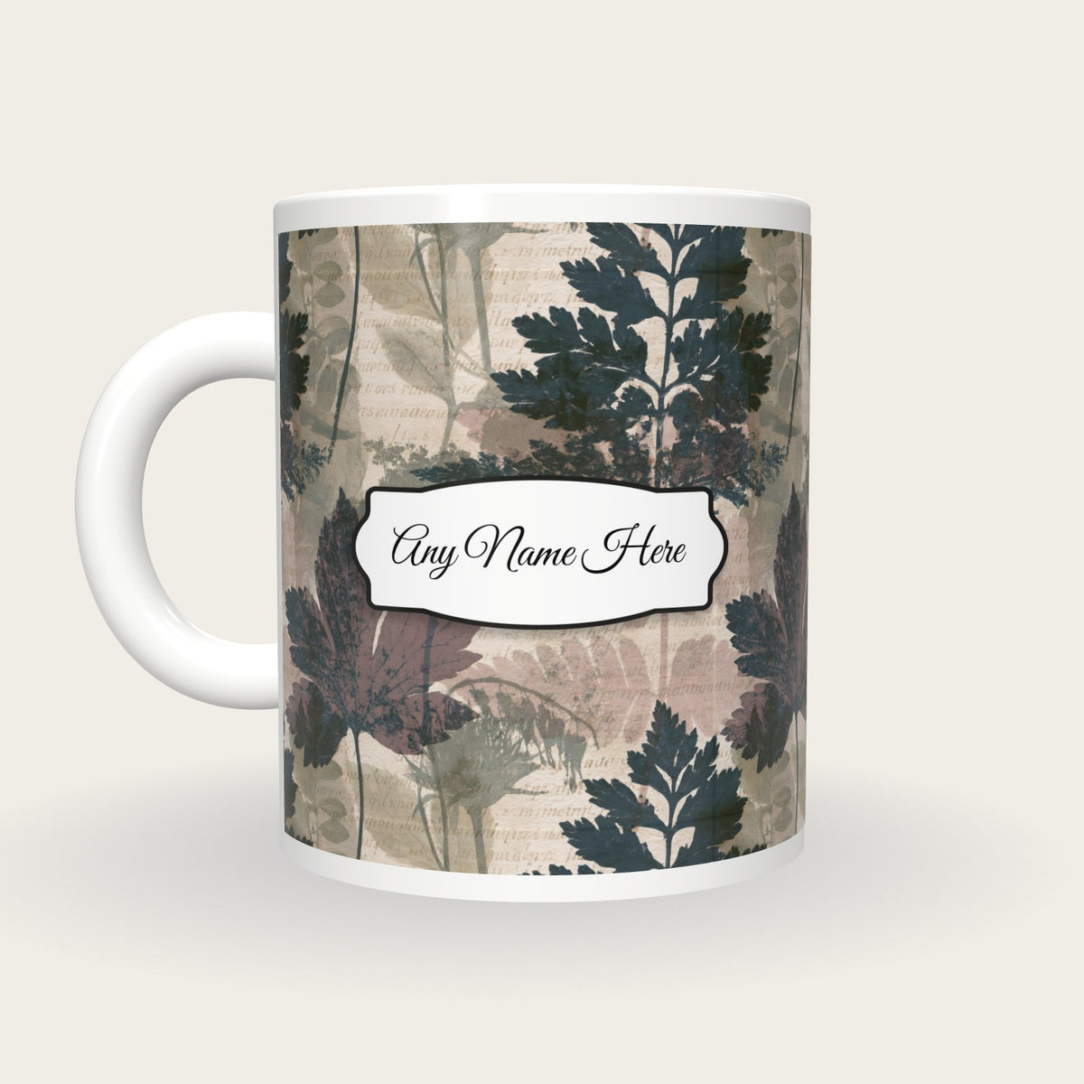 Solarised Botanicals Name Mug, back with the second name label